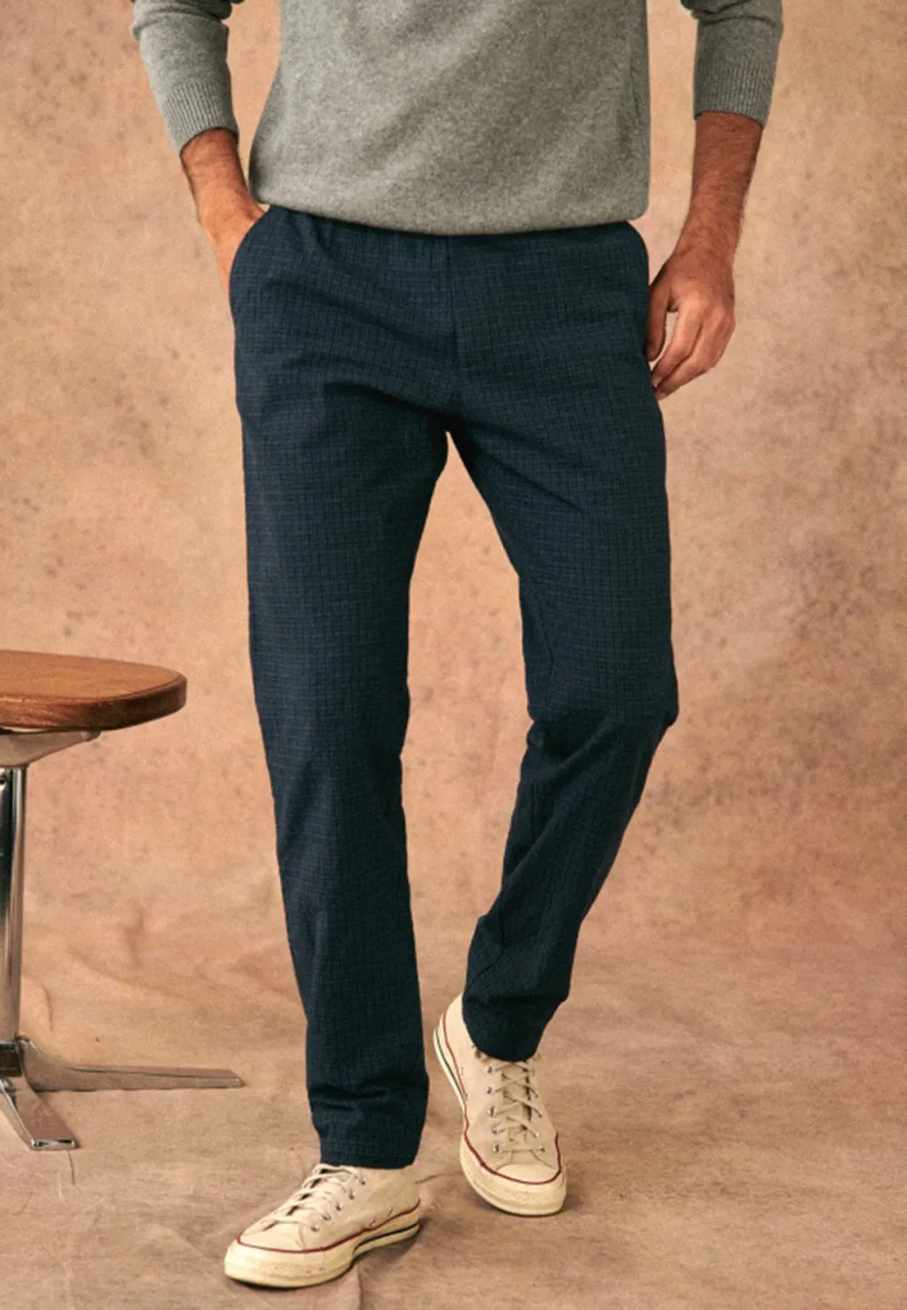 Olive Green Cotton Linen Blend Drawstring Trousers