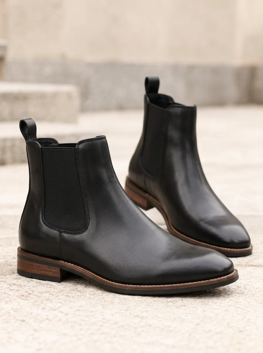 Black Chelsea Work Boots Featuring Printed Detail
