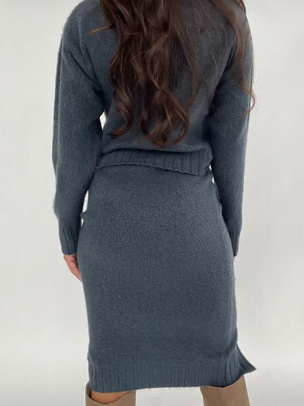 Leather Knit Side Slit Skirt