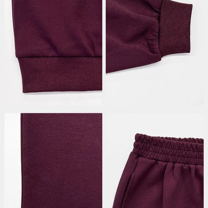 Women's Leisure Solid Color Sloping Shoulder Long Sleeve Top & Wide Leg Trousers