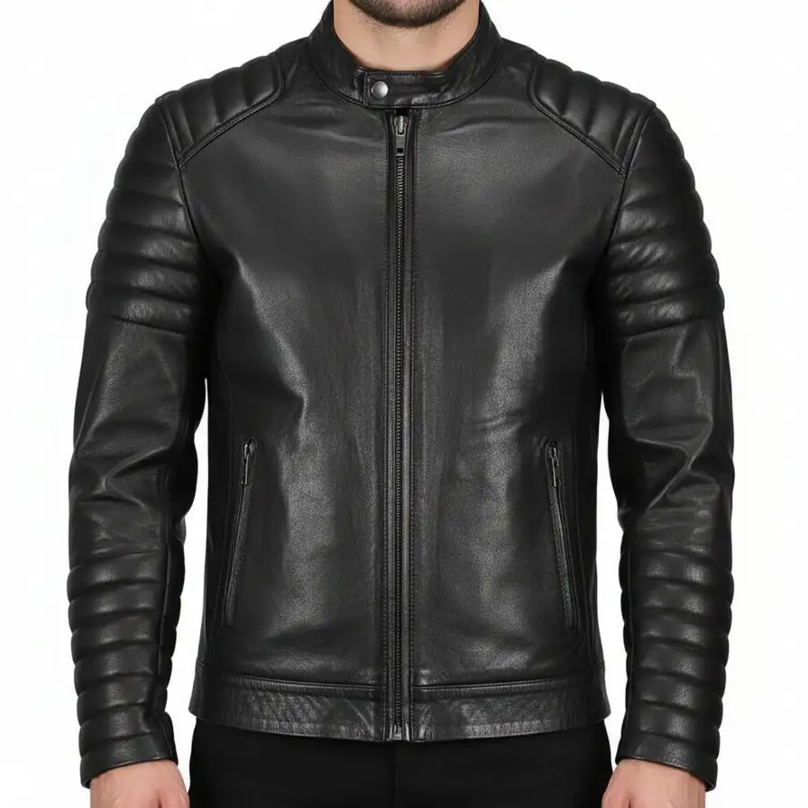 Moto Inspired Leather Biker Motorcycle Jacket