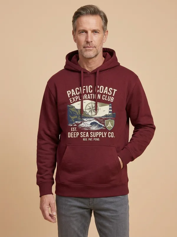 Men's Pacific Coast Exploration Lighthouse Graphic Hoodie