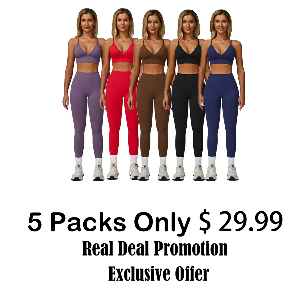 Women’s 2-Piece Fitness Outfit – Sports Bra Tank Top & High-Waisted Cycling Shorts Set