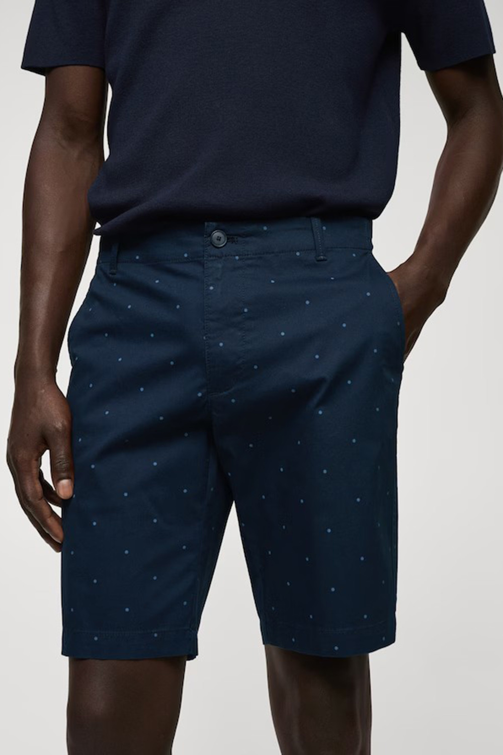 Slim-Fit Cotton Micro-Print Shorts