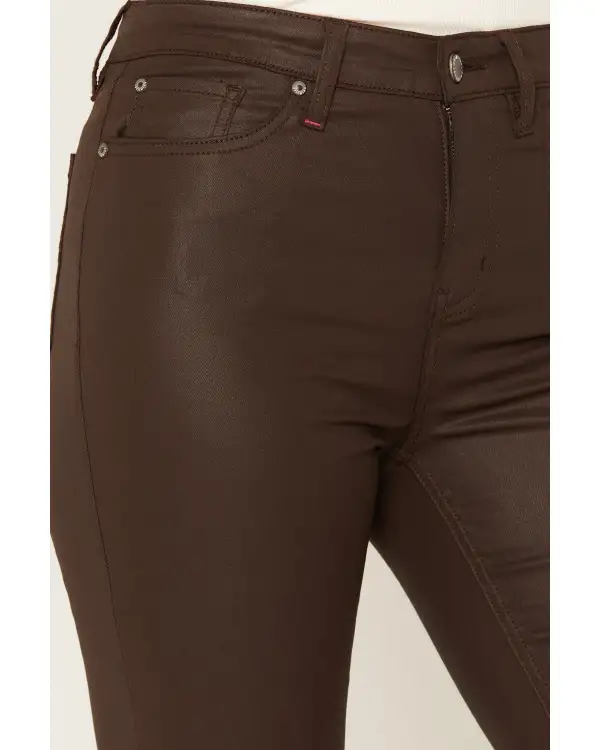 High Rise Bootcut Coated Jeans