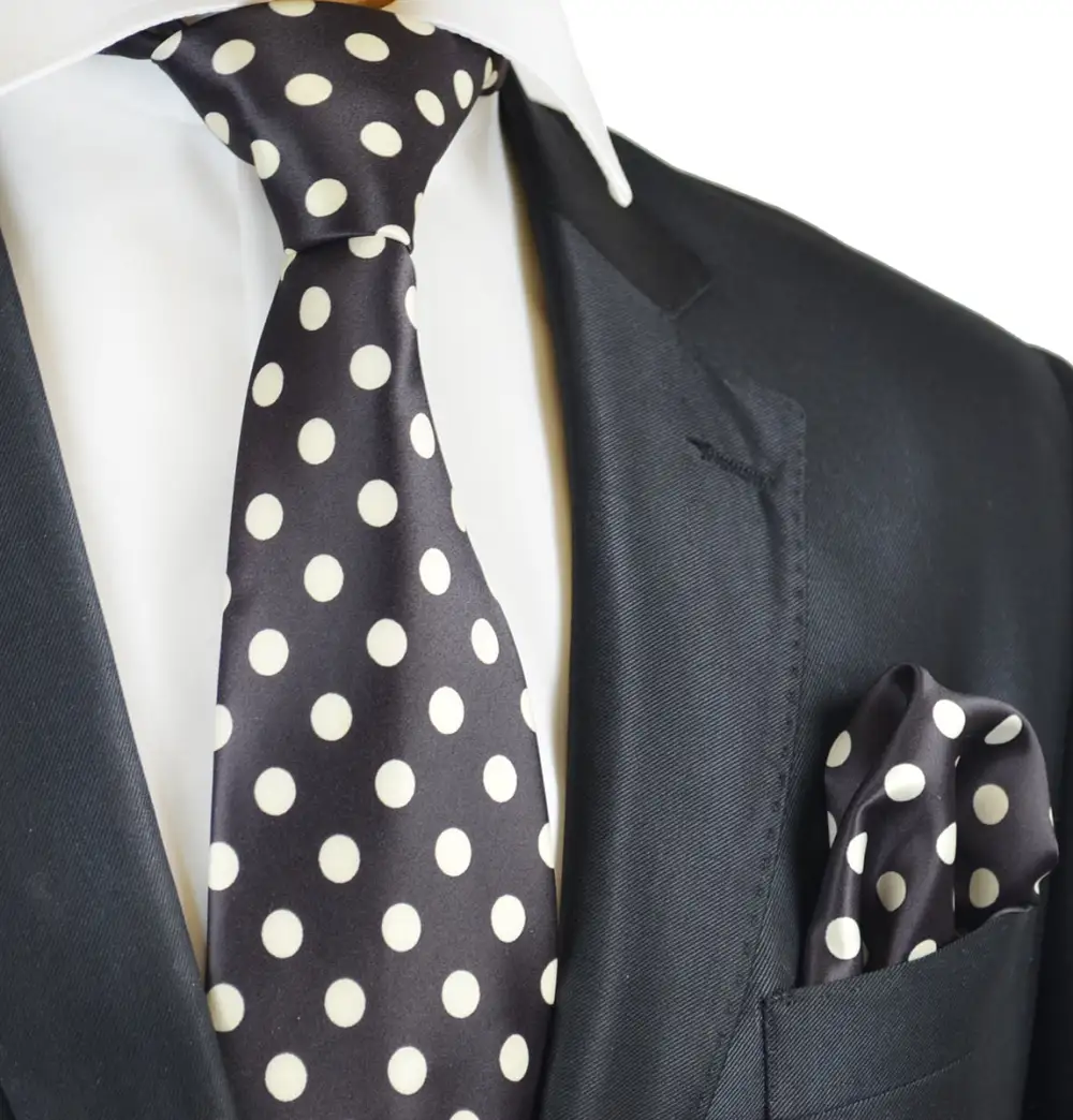 Formal Polka Dot Men's Necktie With Pocket Square