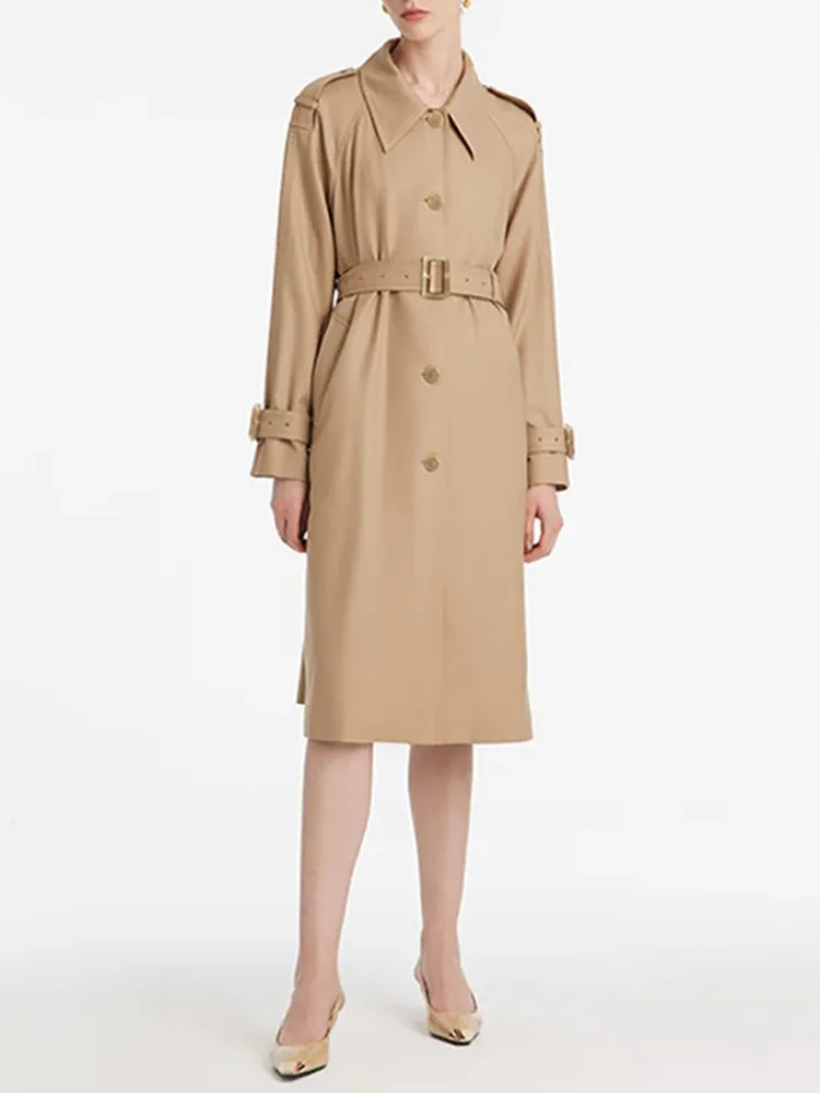 Wool Lapel Women Trench Coat