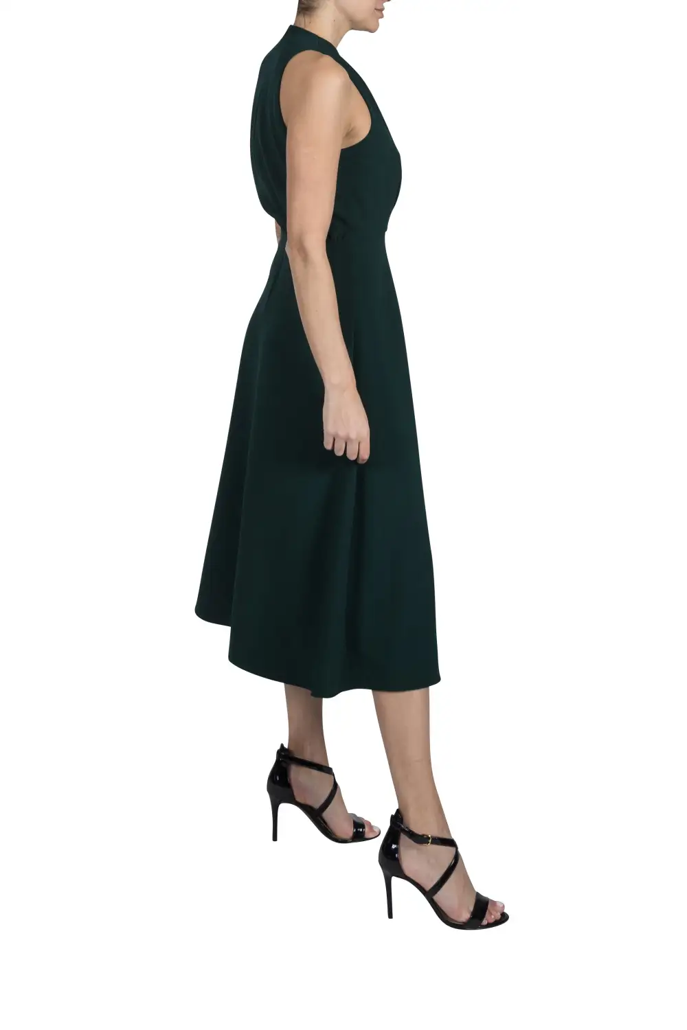 High Neck Draped Midi Dress
