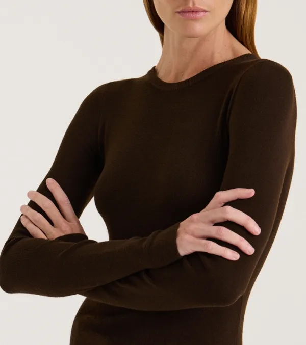 Chocolate Merino Boat Neck Top