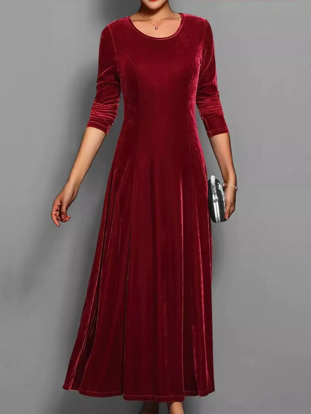 Finish Velvet Long Sleeve Dress