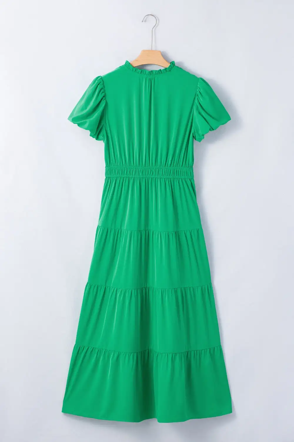 Ruffle Tiered Puff Sleeve Maxi Dress