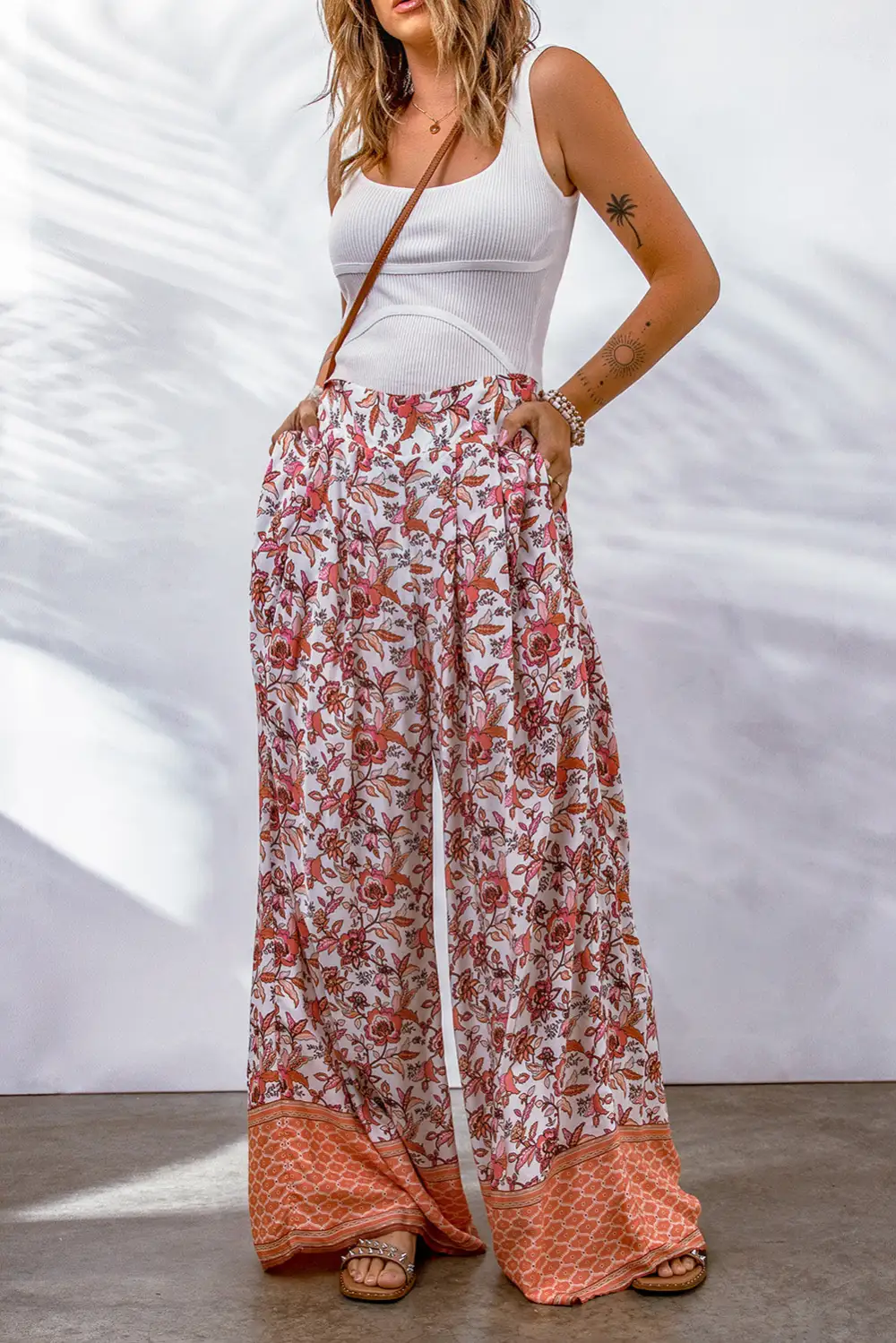 Pleated Straight Leg Pants