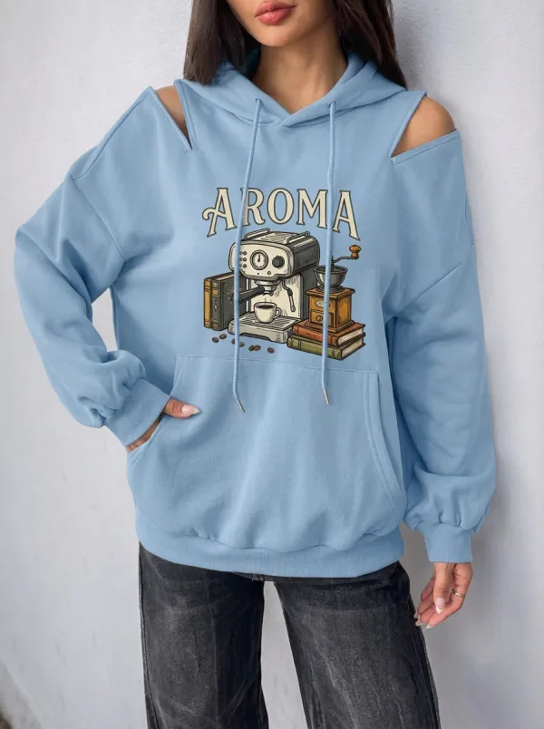Women's Coffee Lover Aroma Espresso Machine Books Printed Hoodie