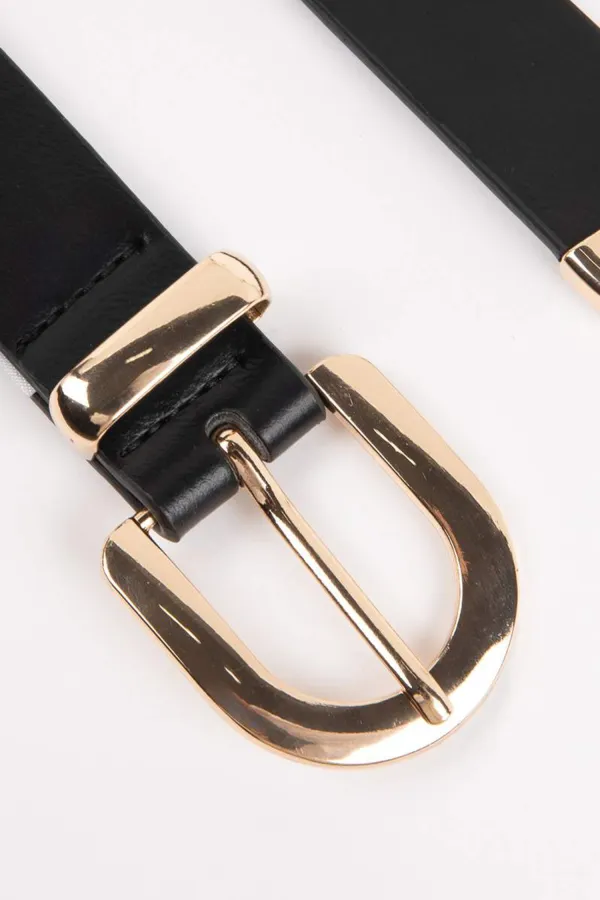 Ladies' Leather Denim Belt Black