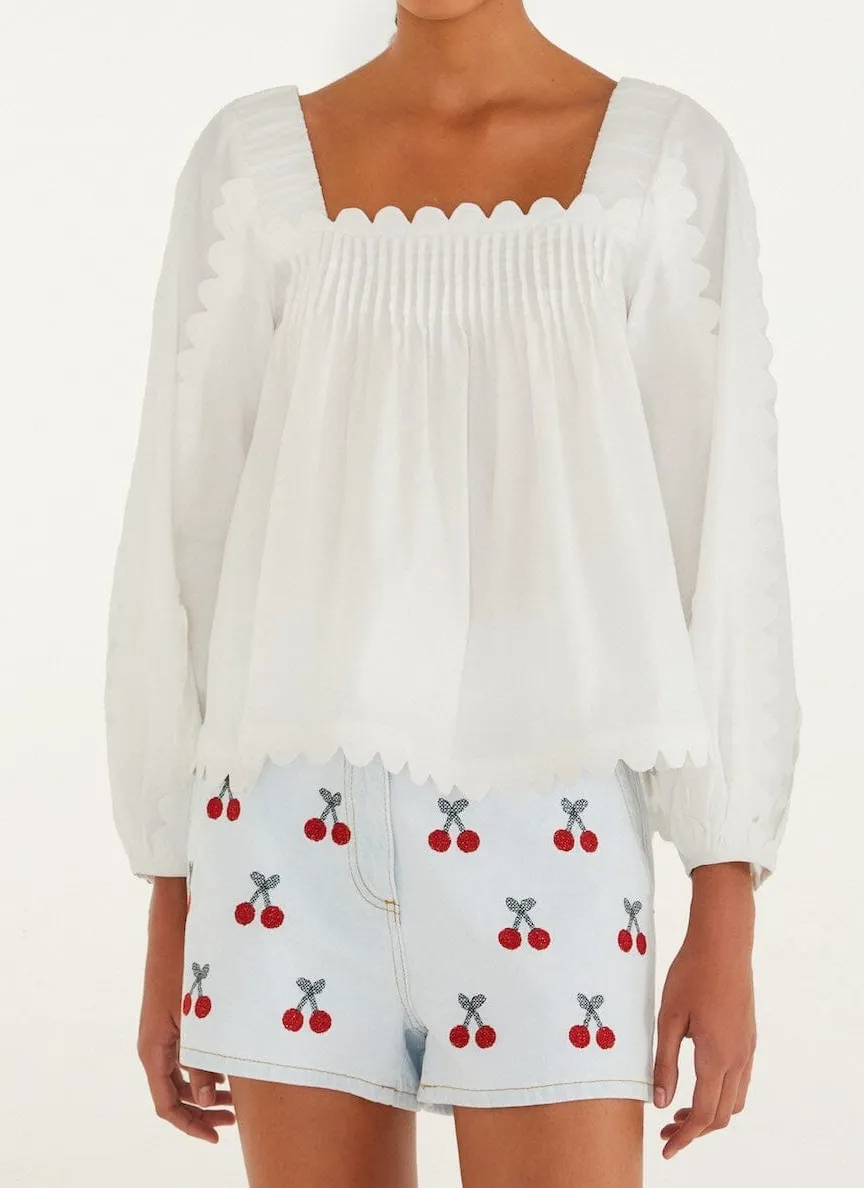 Textured Long-Sleeve Blouse