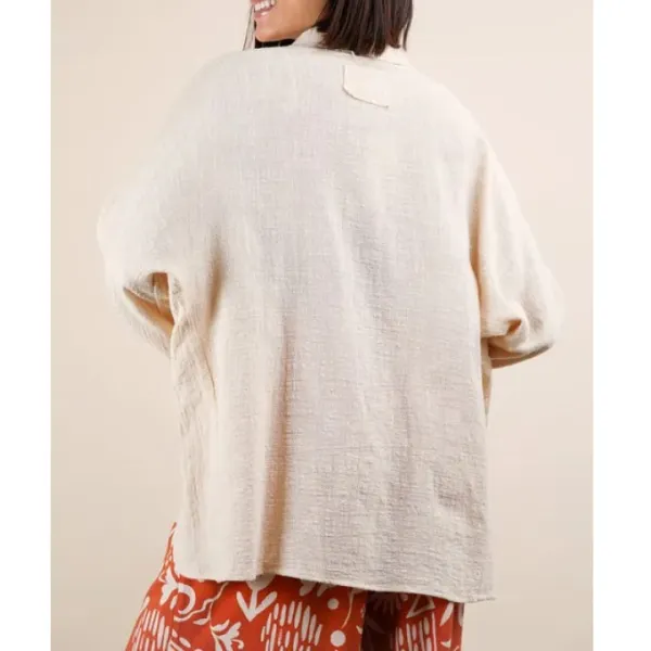 Plus Size Dolman Sleeve Button Down Gauze Shirt