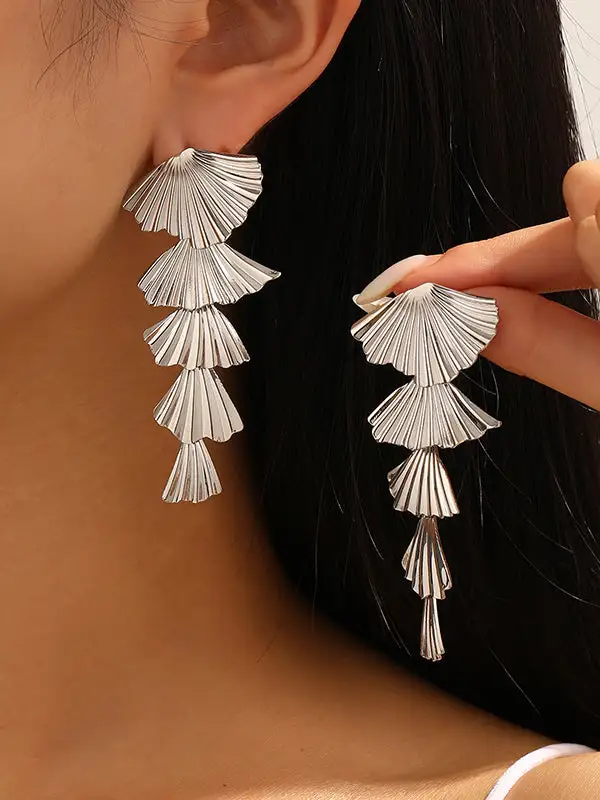 Polished Leaf Drop Earrings