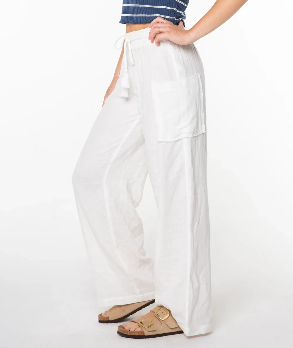 White Pure Cotton Ladies Wide-Leg Pants