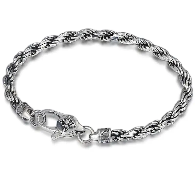 Sterling Silver Om Mani Padme Hum Double Bracelet