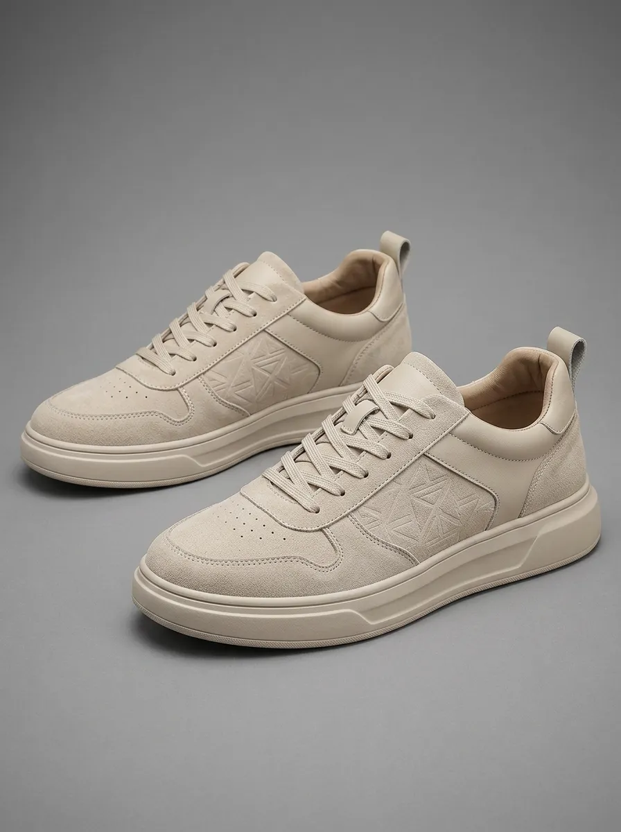 Men's Minimalist Geometric Pattern Embossed Printed Sneakers