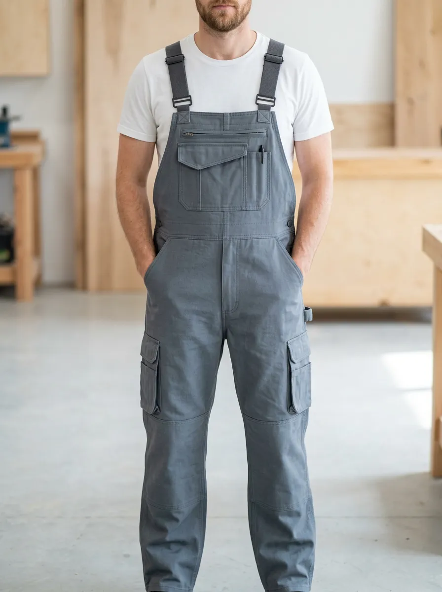 Men's Multi-Pocket Carpenter Bib Work Overalls