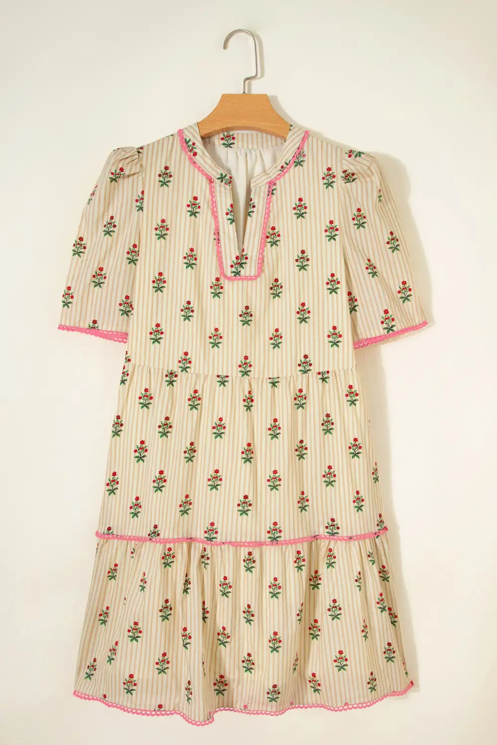 Floral Striped Ruffle Dress Casual