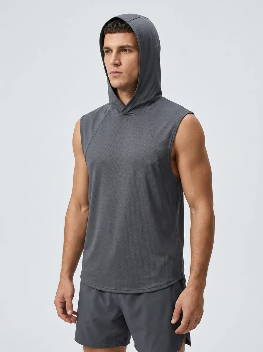 Men's Fitness Quick-Dry Sleeveless Hooded Tank Top