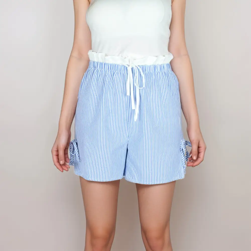 High-Waist Paperbag-Waist Drawstring Lightweight Casual Shorts