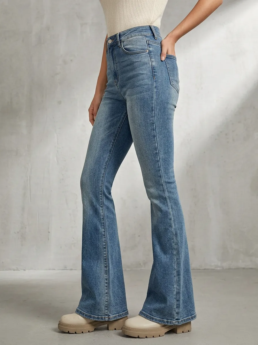 Polished High-Waist Women's High-Waist Stretch Flare Jeans