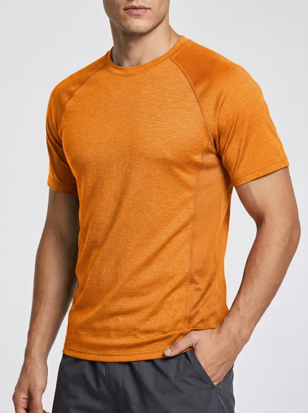 Men's Athletic Fitness Mesh Panel Raglan Sleeve T-Shirt
