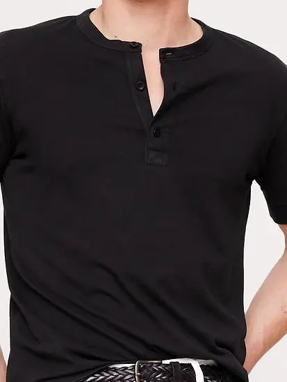 Men's Coal Black Pure Cotton Skin-Friendly Buckled Short Sleeves