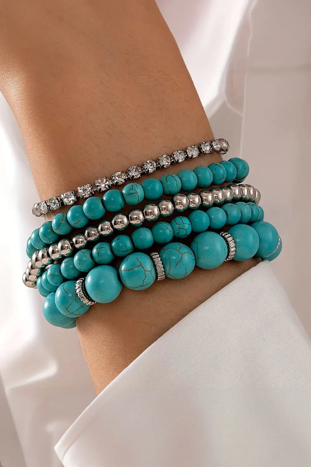 Rhinestone Stone Bracelet Set