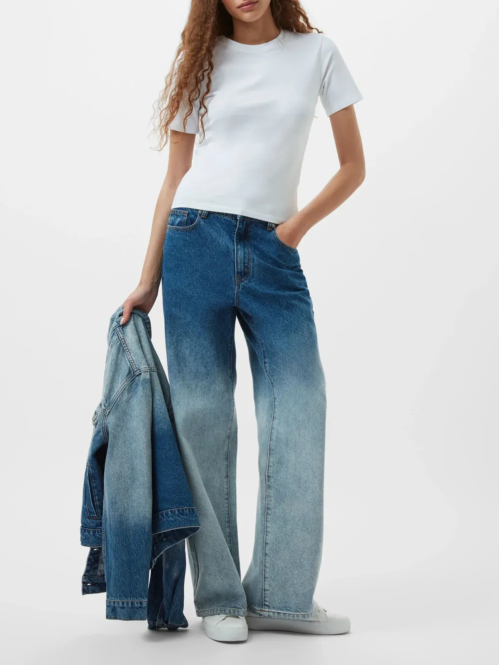 Creative And Fashionable Gradient Blue Wide-Leg Trousers