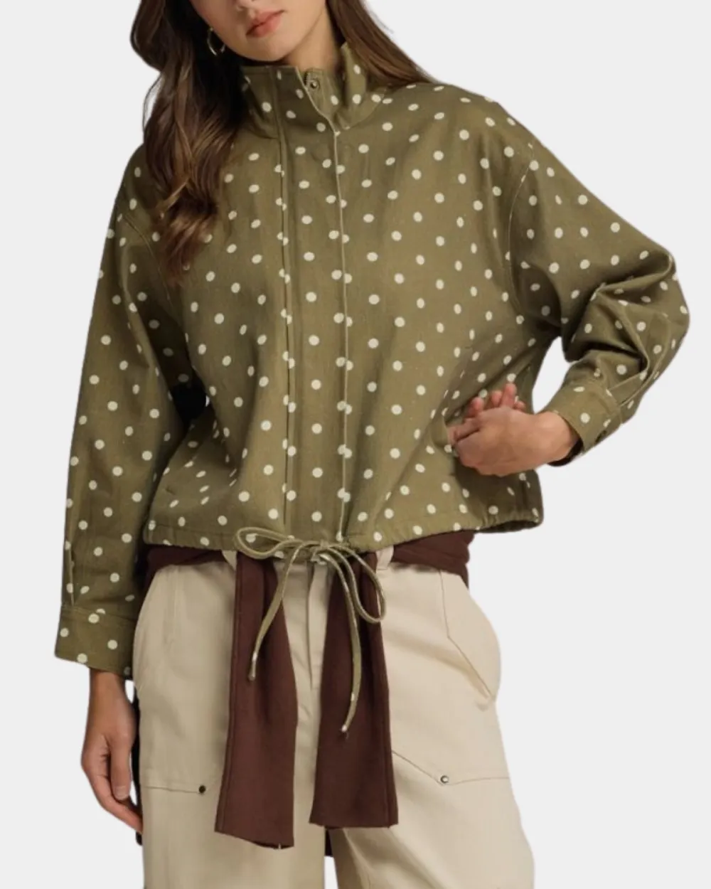 Polka Dot Collared Jacket