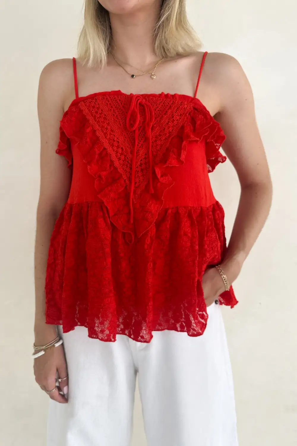 Simple Cut Peplum Ruffle Top