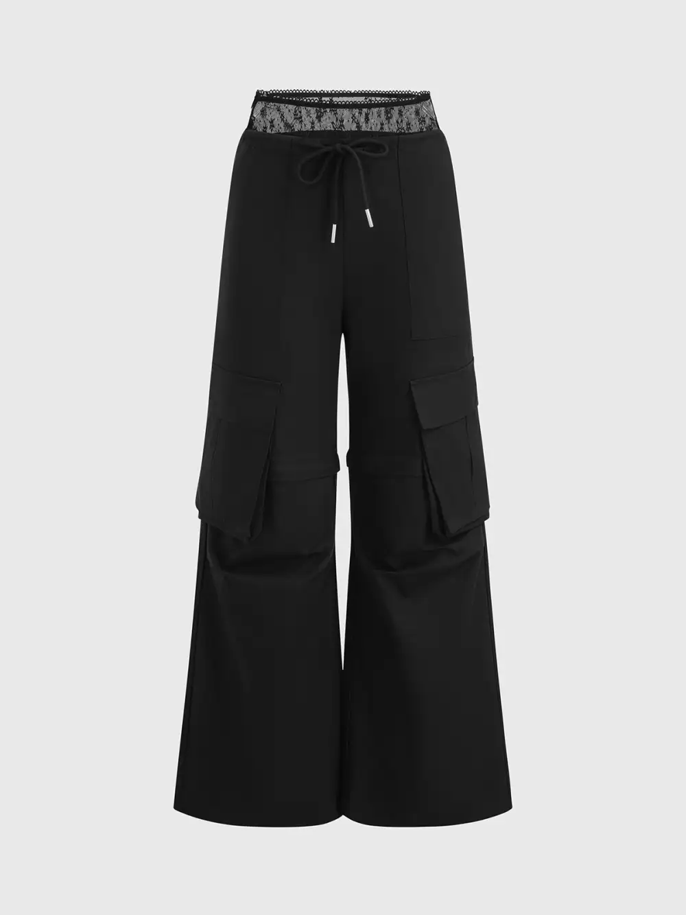 Flared Lace-Waist Cargo Pants