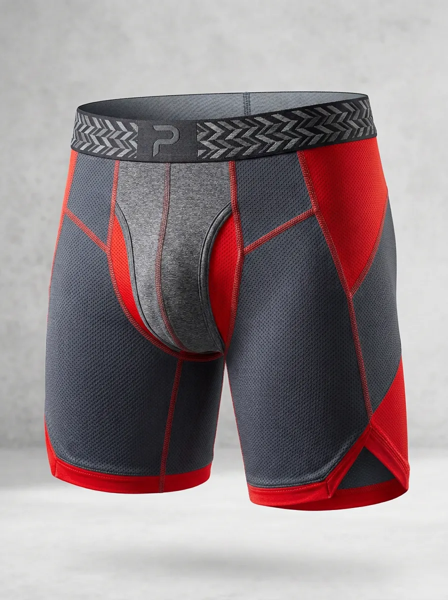 Men's Athletic Blue Grey Mesh Printed Boxer Briefs