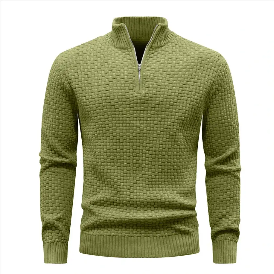 Textured Half-Zip Knit Sweater