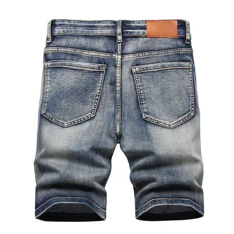 Men’s Ripped Denim Shorts – Stretch – Distressed Street Style