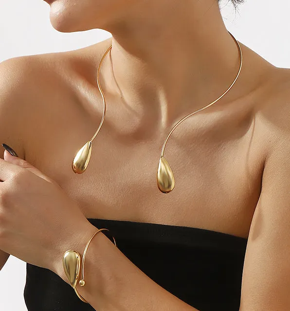 Pcs Geometric Drop Necklace Earring Bracelet Set