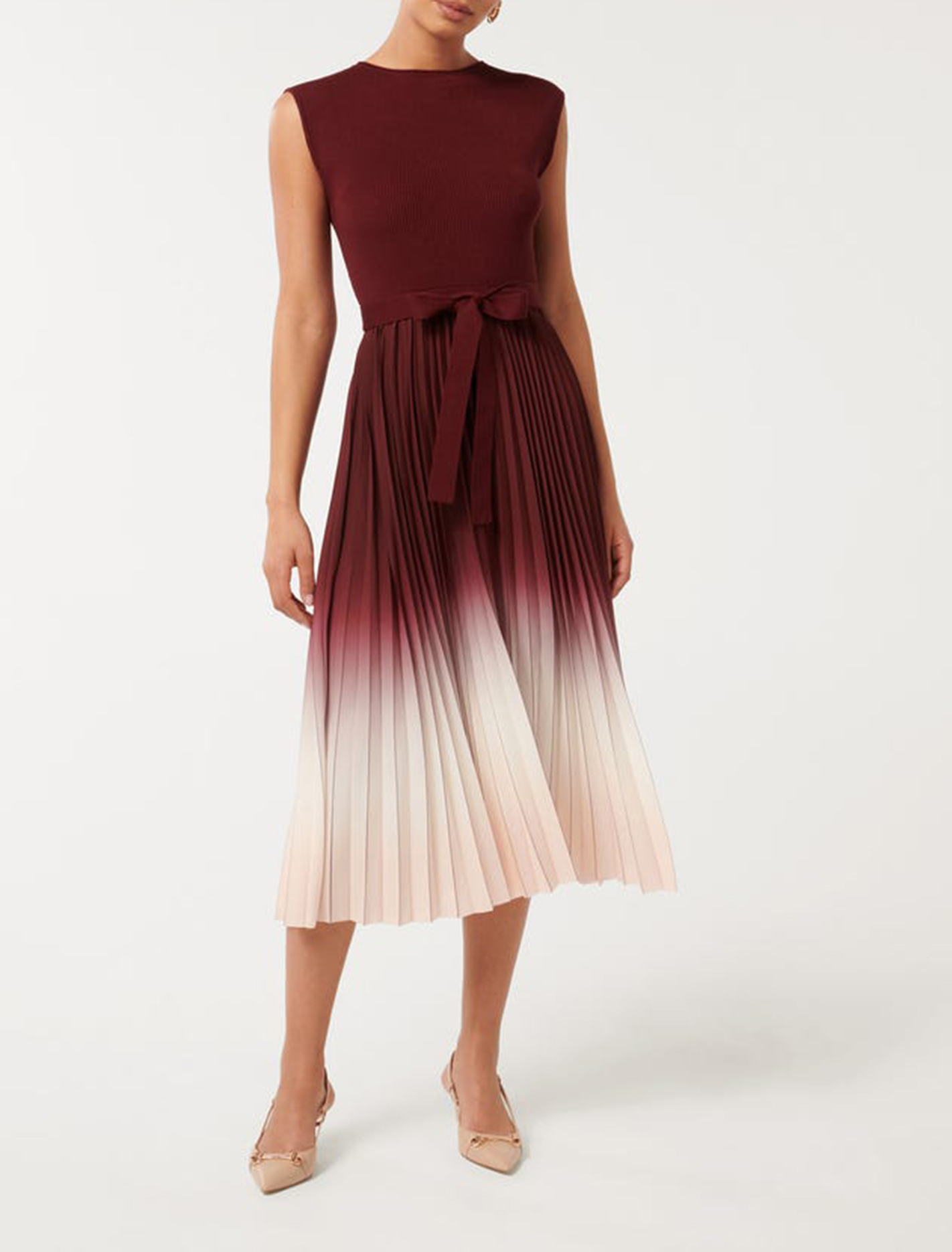 Ombre Pleated Midi Dress