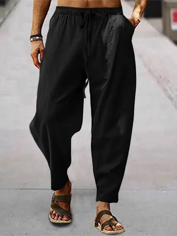 Men's Full Size Drawstring Wide Leg Pants Plus