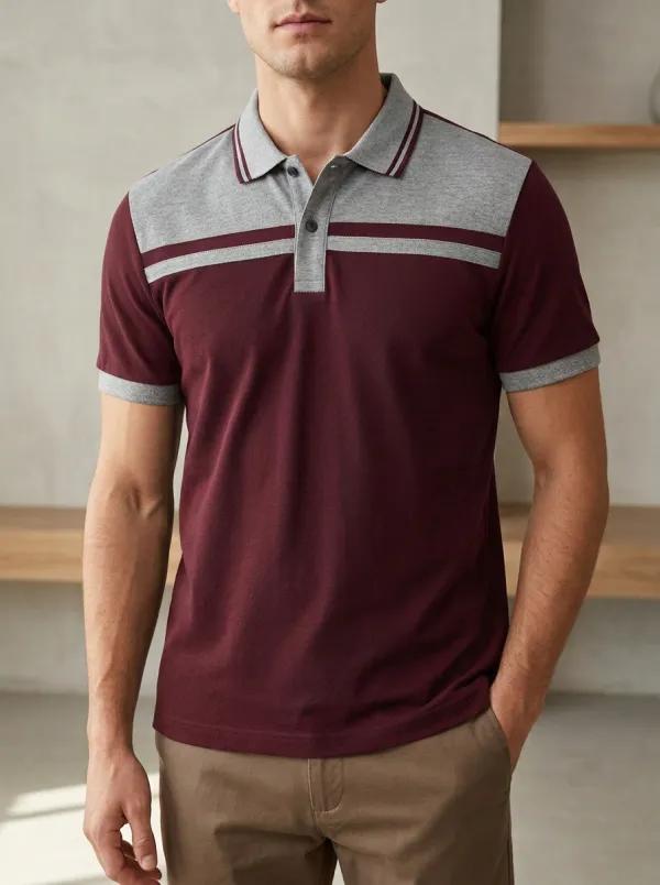 Men's Smart- Colorblock Stripe Polo Shirt