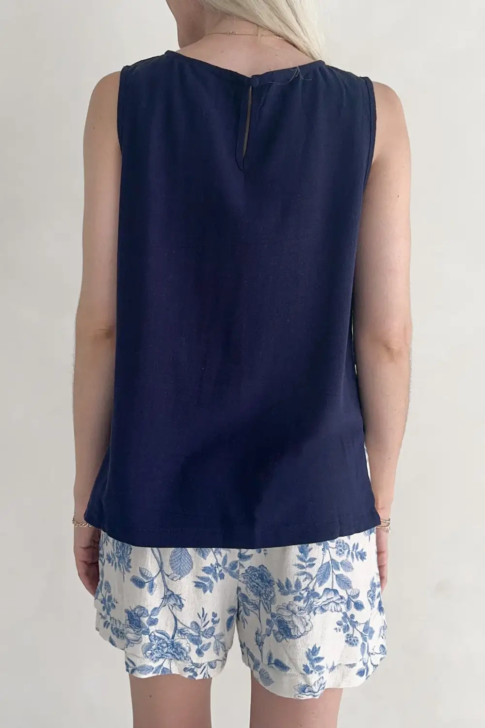 Soft Drape Linen Blend Relaxed Tank Top