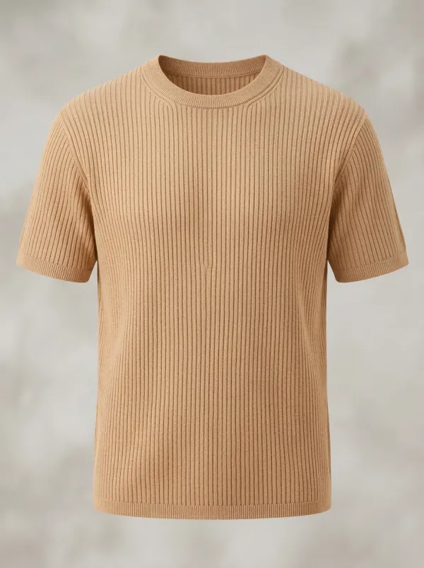 Refined Comfort-Look Men's Knit Crew-Neck T-Shirt