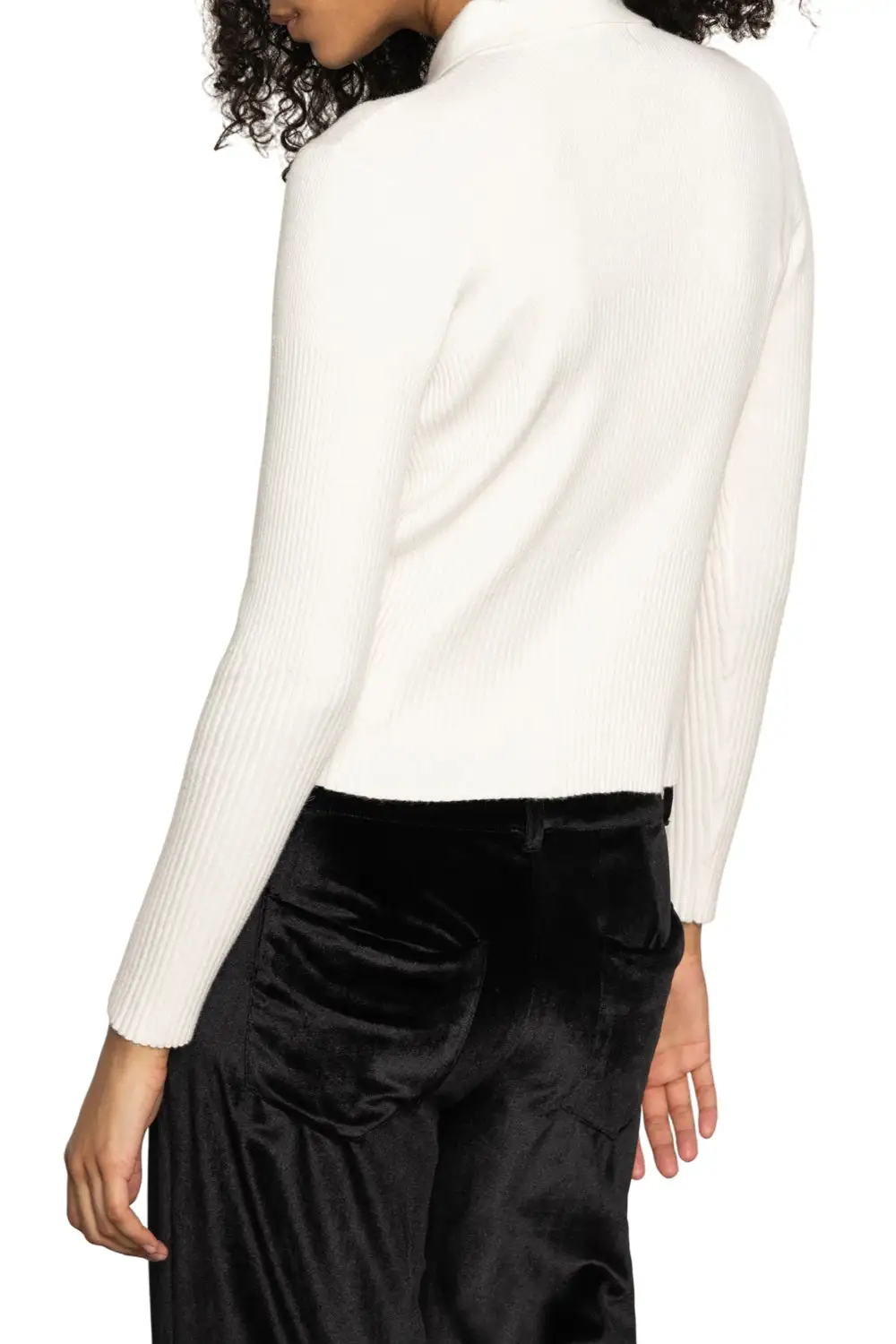 Ribbed Button Front Collared Fitted Cardigan