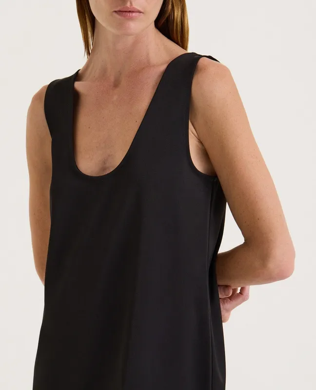 Black Scoop Neck A-Line Mini Dress