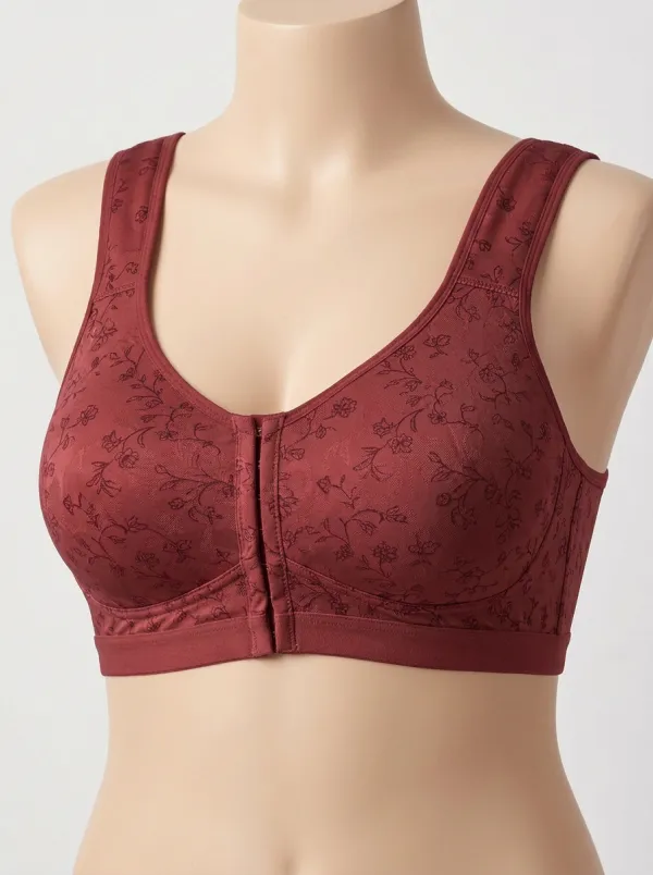 Women's Plus Size Blush Floral Front-Closure Full-Coverage Wireless Bra