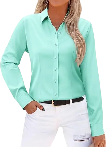 Wrinkle-Free Long Sleeve Blouse
