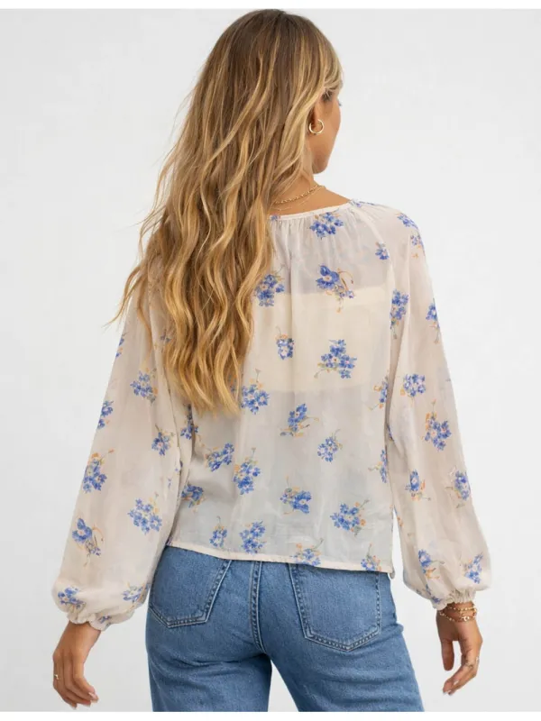 Boho Sheer Chiffon Neck Blouse